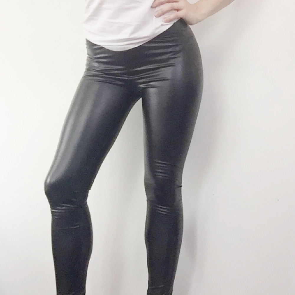 LAST ONE! Black Faux Leather Leggings Size Small - Picture 5 of 7